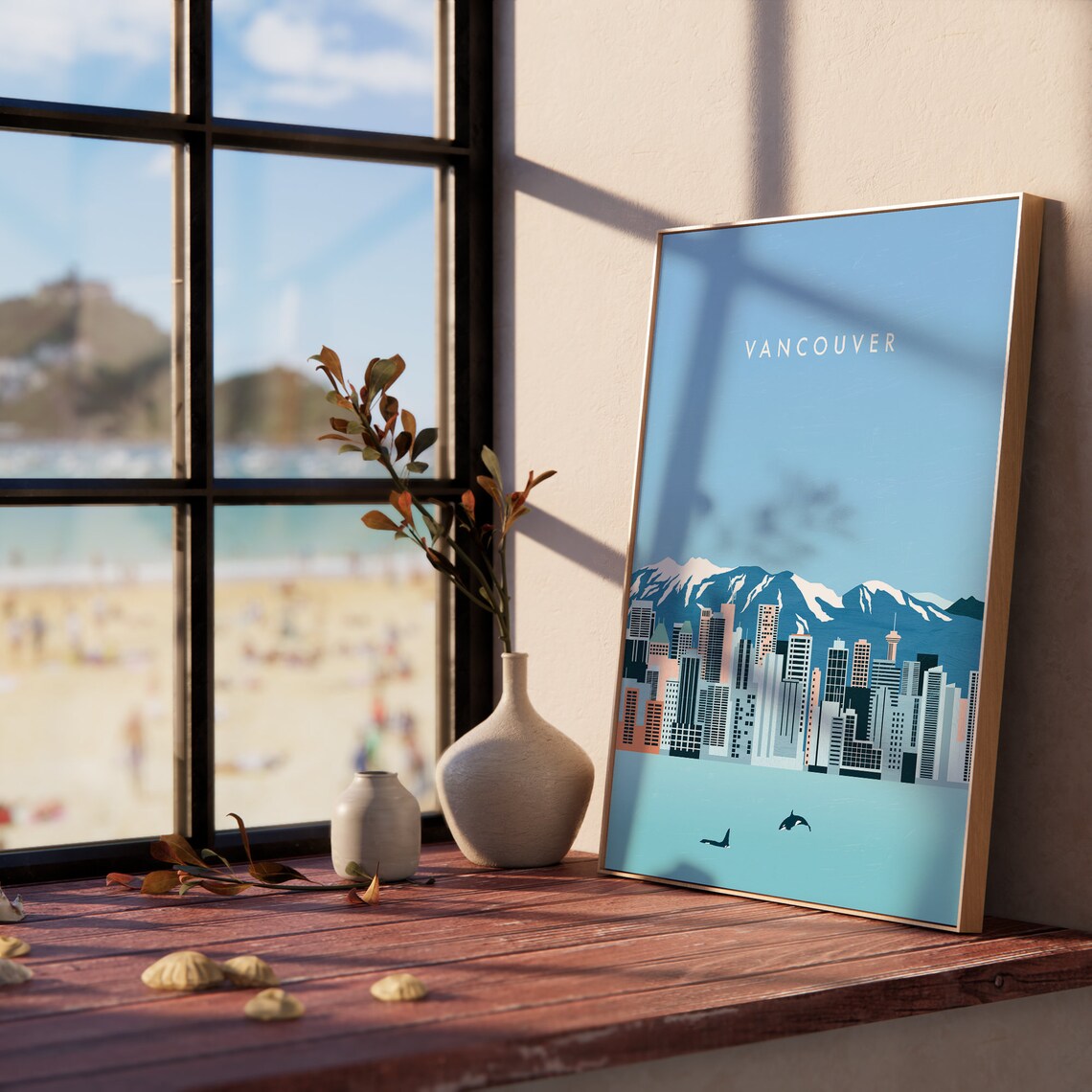 Vancouver Skyline Poster, Mountain Cityscape Art Print - Image 3