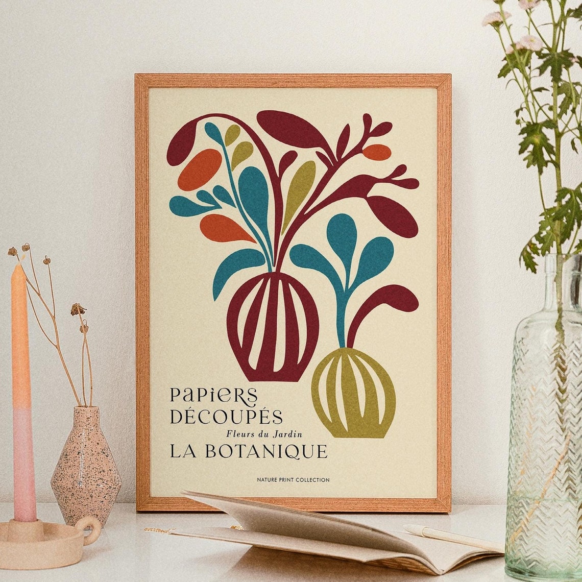Papiers Decoupes Fleurs du Jardin La Botanique Retro Nature Poster