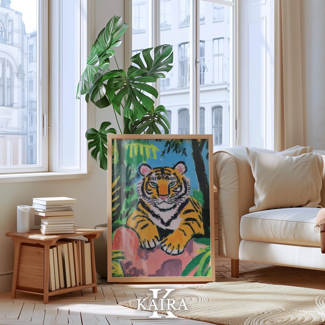 Tiger Cub Portrait Prowling Among Green Jungle Leaves Poster - Image 4