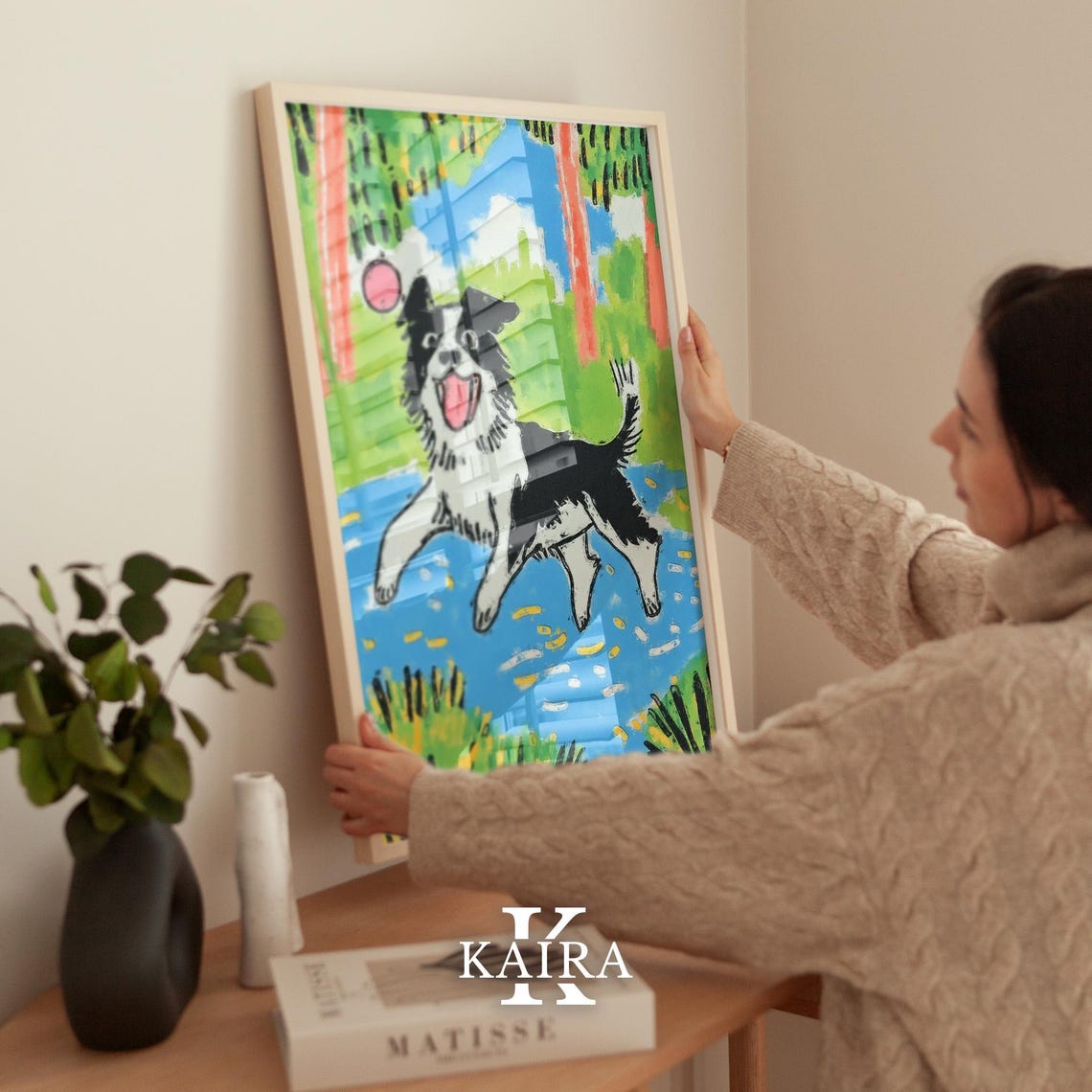 Playful Border Collie Leaping Into A River To Catch A Ball Poster - Image 4