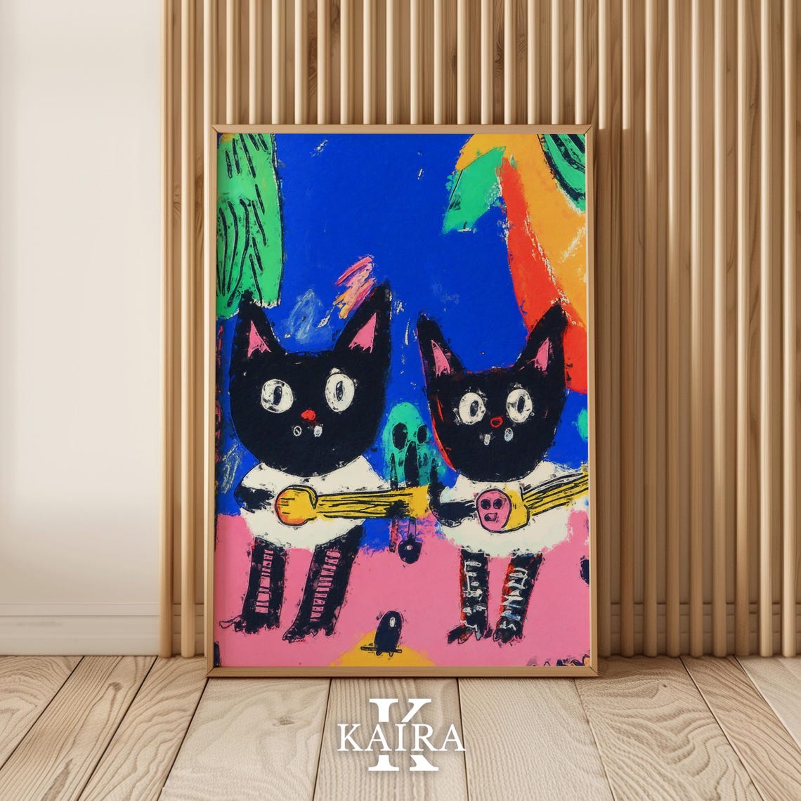 Two Cool Black Cats Playing Guitars In A Halloween Rock Band Poster - Image 5