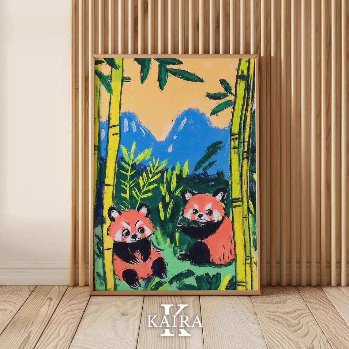 Two Cute Red Pandas Playing Together in a Green Bamboo Forest Poster - Image 5