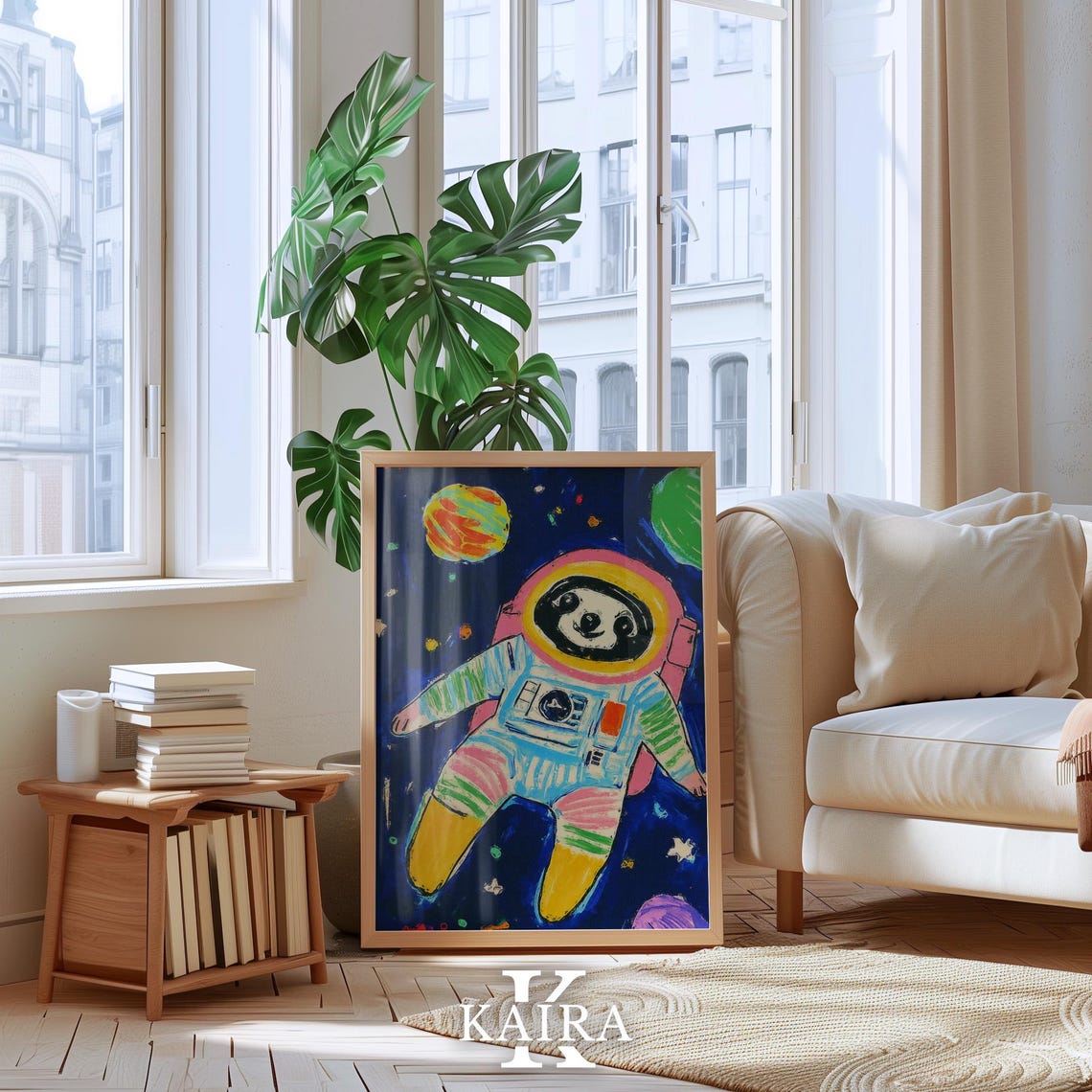 Adorable Astronaut Sloth Floating Through Colorful Space Poster - Image 5