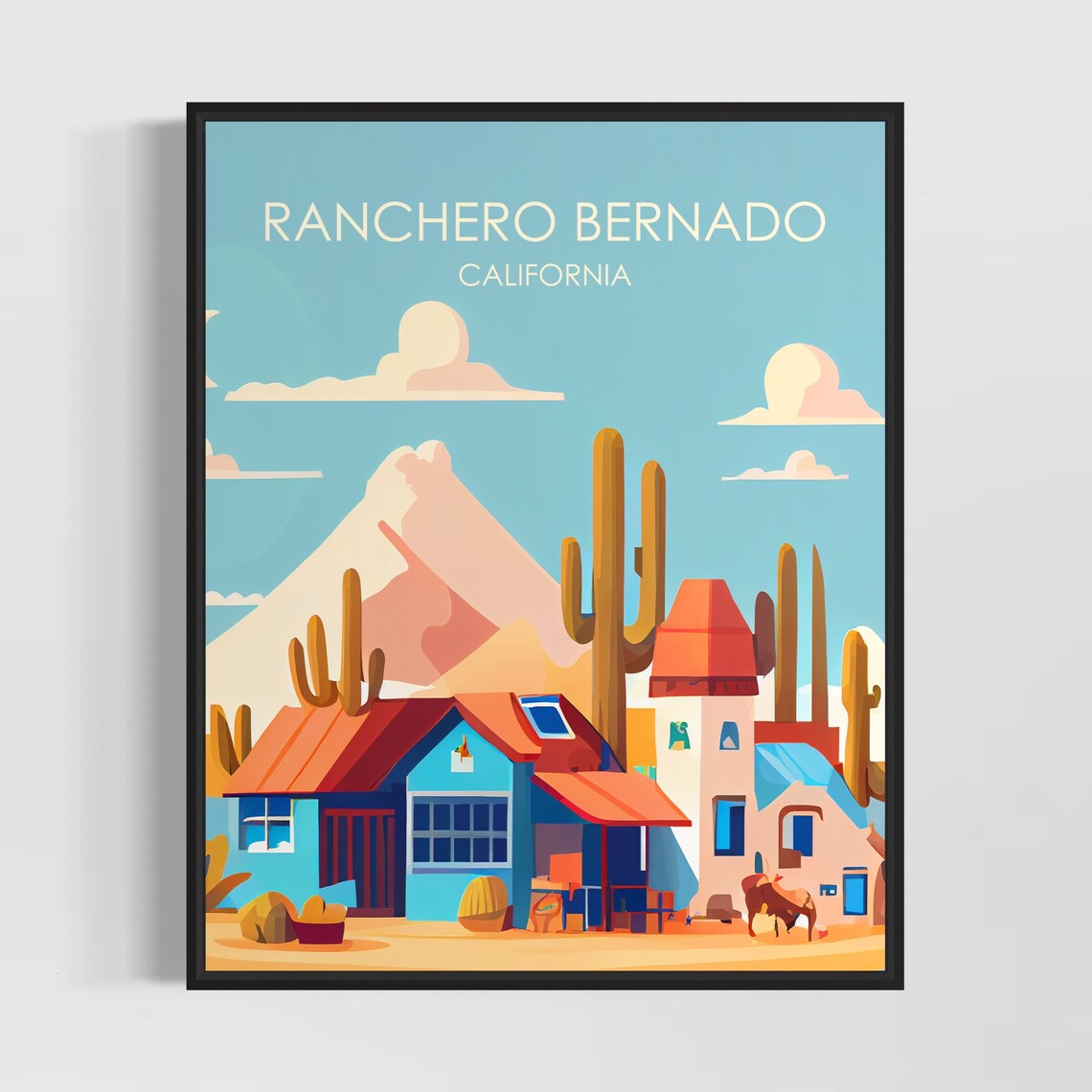 Ranchero Bernado California Desert Homestead Cacti Art Travel Poster