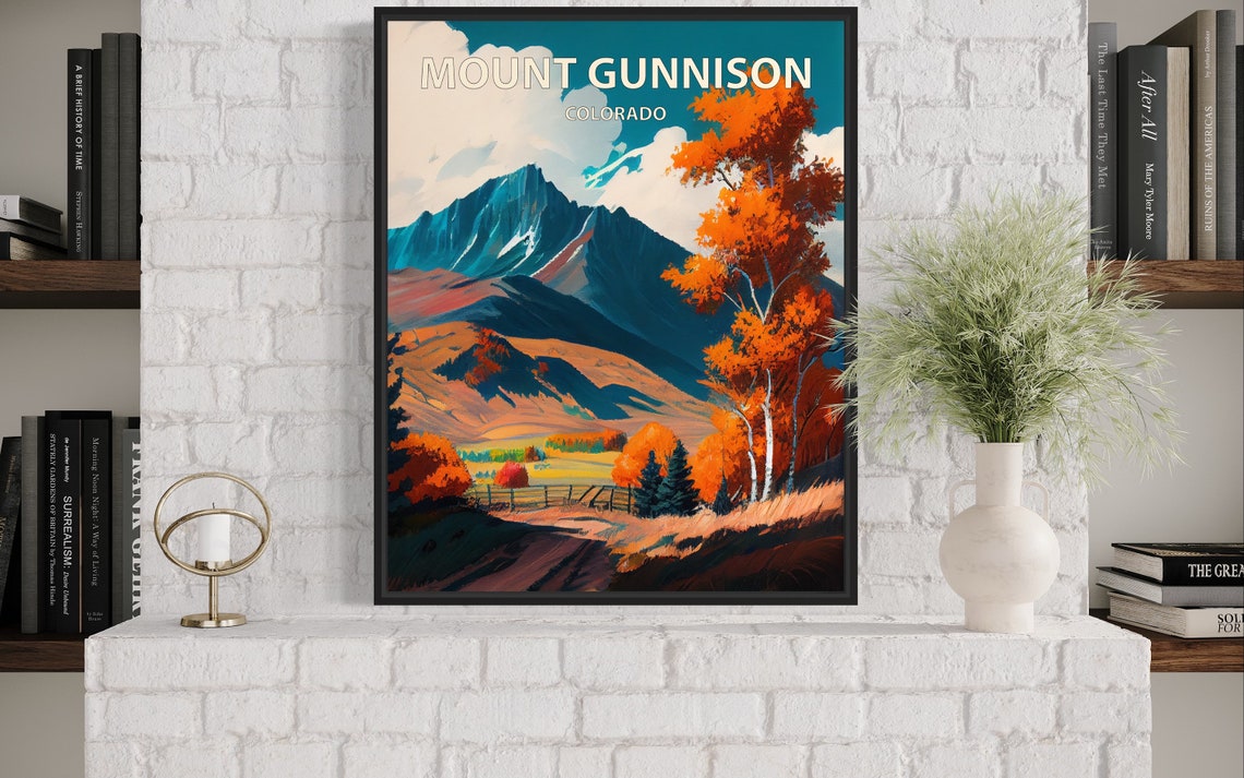 Mount Gunnison Colorado Valley Pasture Fence Autumn Travel Poster - Image 2