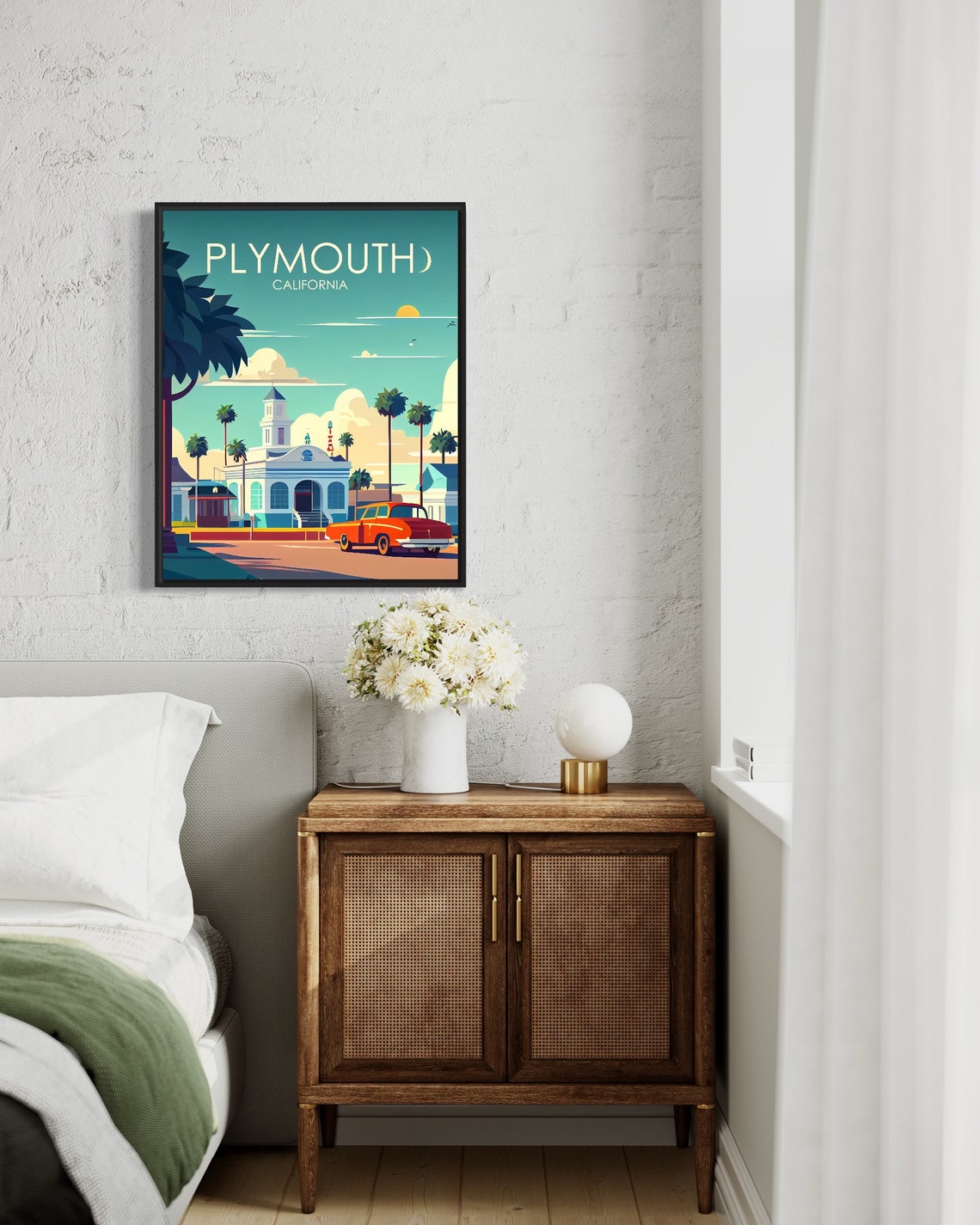 Plymouth California Retro Art Print Plymouth Art Illustration Plymouth Vintage Minimal Design Poster - Image 2