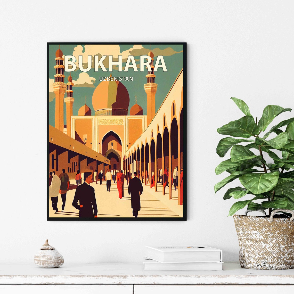 Bukhara Uzbekistan Old City Mosque Retro Travel Poster Artwork - Image 2