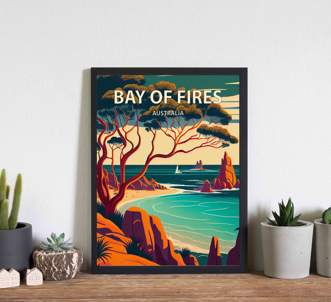 Bay of Fires Australia Red Rock Granite Coast Travel Art Poster - Image 3