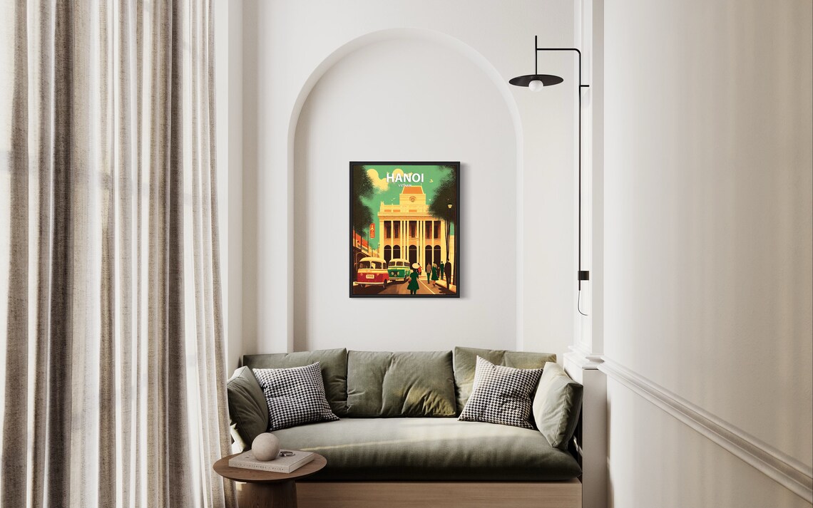 Hanoi Opera House Vintage Minimalist Vietnam Travel Poster Art - Image 2