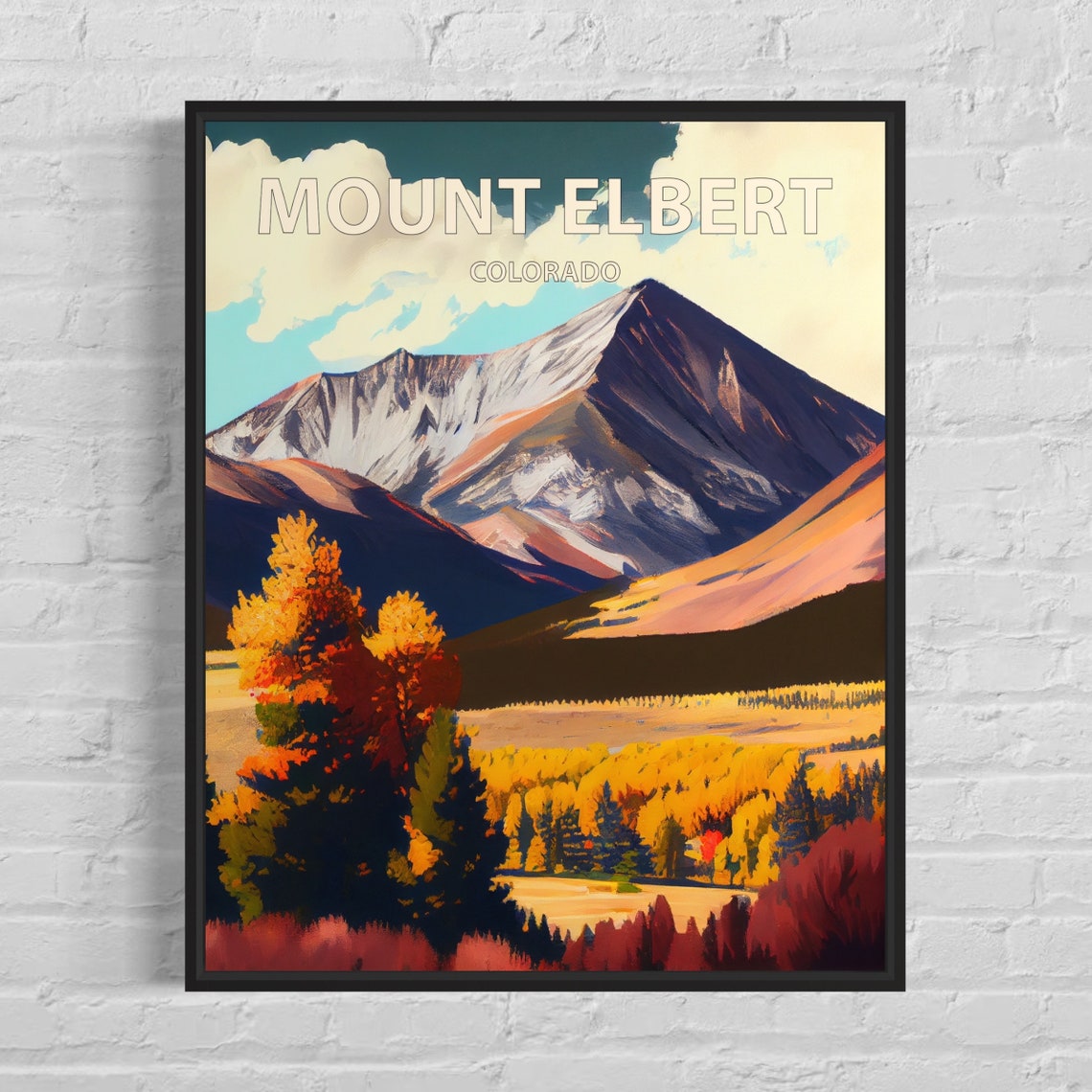 Scenic Mount Elbert Colorado Autumn Aspens Mountain Summit Poster