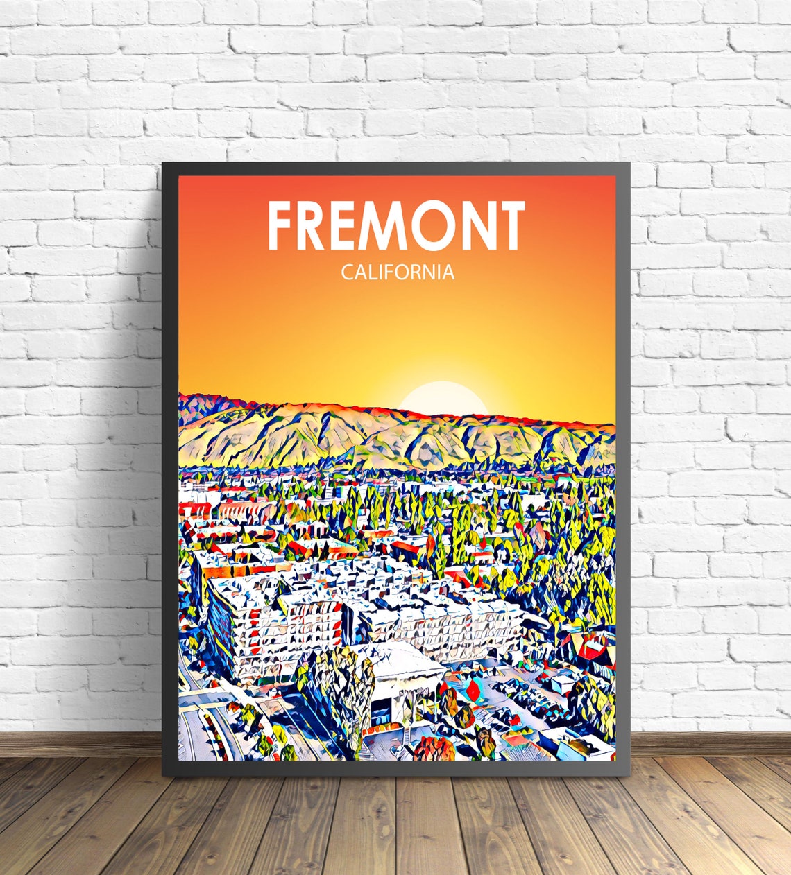 Fremont Art Poster Poster Print Sunset Landscape Fremont California Art Photo Wall Art Fremont City Framed Wall Art Fremont Photo