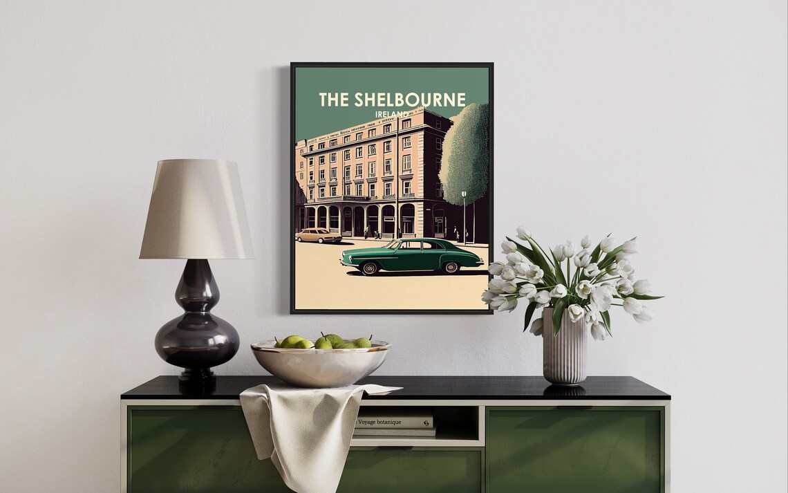 The Shelbourne Ireland Grand Hotel Classic Car Travel Poster - Image 2
