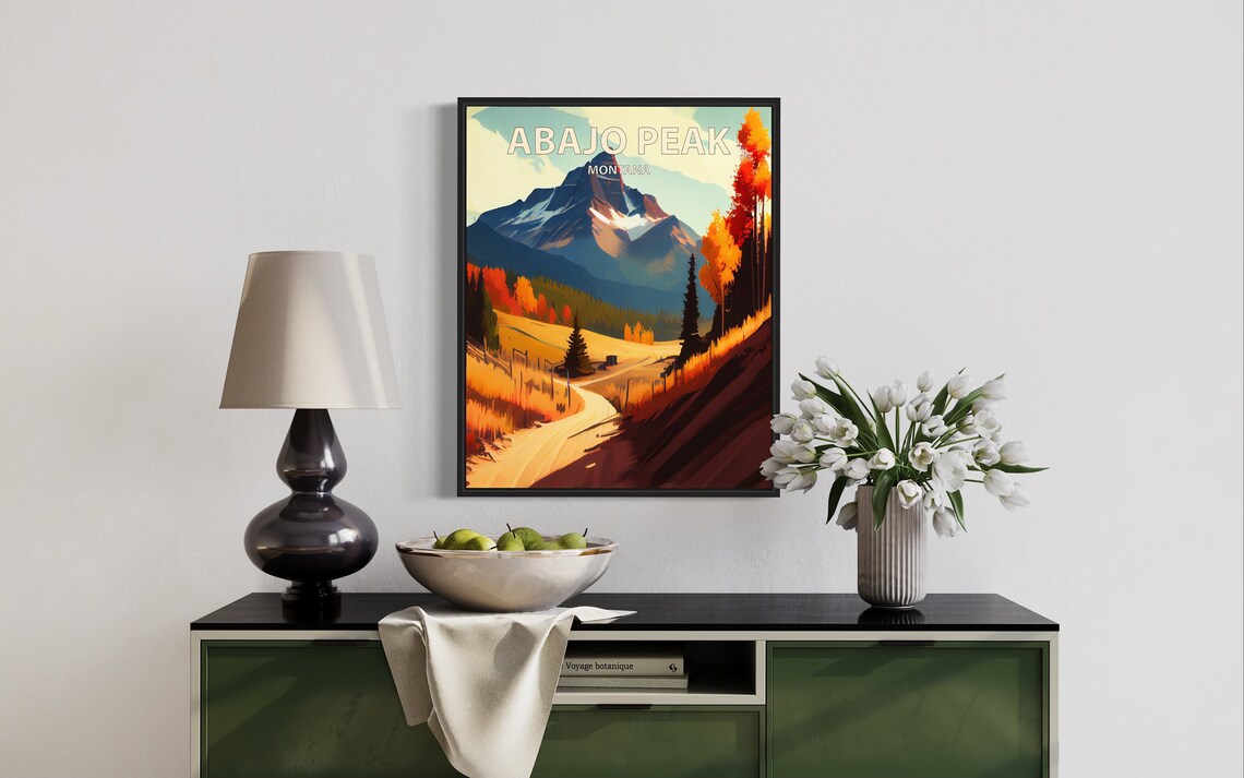 Abajo Peak Montana Golden Autumn Road Vintage Travel Poster Art - Image 3