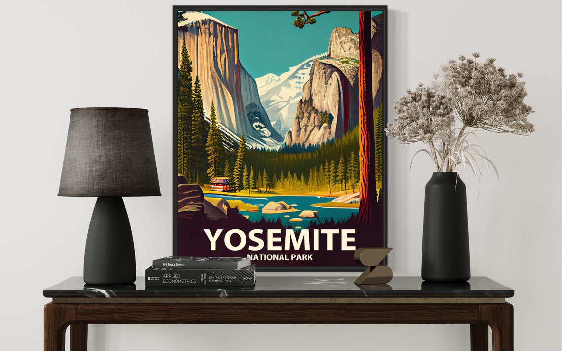 Yosemite National Park Towering Granite Cliffs Classic Style Poster - Image 3
