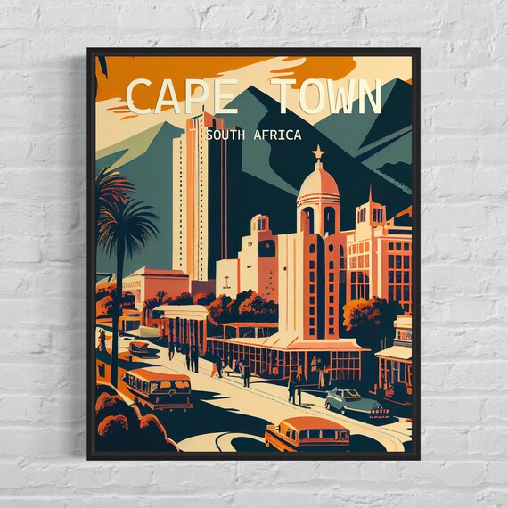 Cape Town South Africa Retro Art Print Cape Town Wall Art Illustration Cape Town Vintage Minimal Design Poster