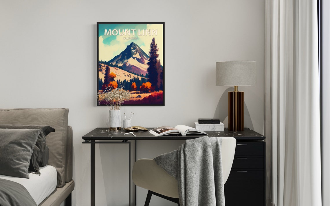Mount Linn California Conical Peak Evergreen Forest Sunset Poster - Image 2