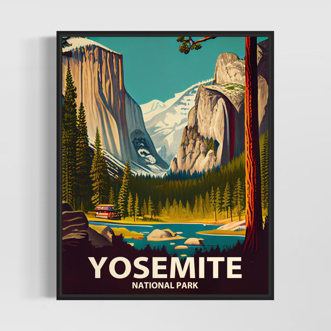Yosemite National Park Towering Granite Cliffs Classic Style Poster
