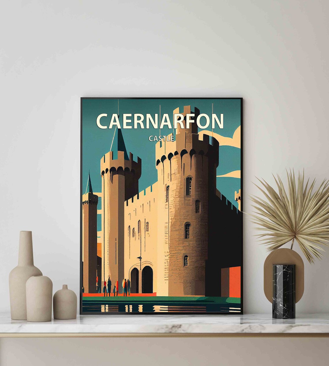 Caernarfon Wales Medieval Castle Towers Vintage Travel Poster - Image 2