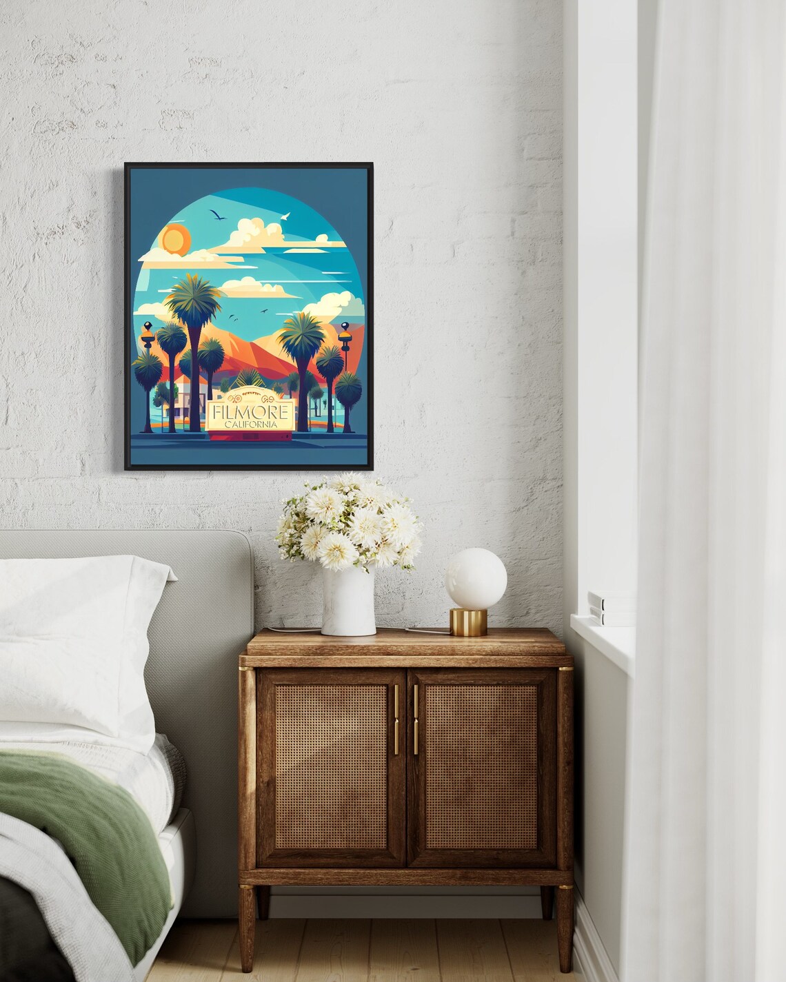 Fillmore California Vintage Welcome Sign Palm Circle Art Poster - Image 2