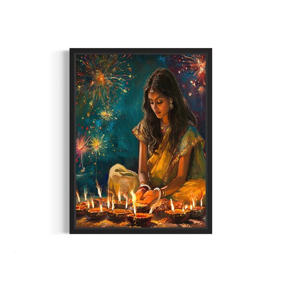 Diwali Festival Poster Art Print Religion Wall Art Decoration Artwork