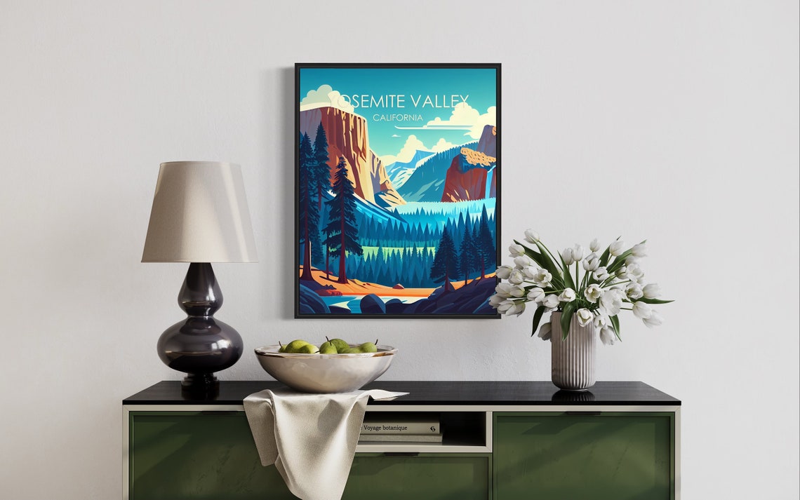 Yosemite Valley California Granite Cliffs Pine Forest Poster - Image 3