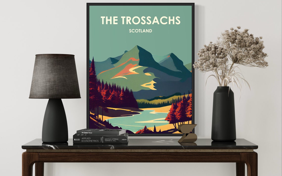 The Trossachs Scotland Retro Art Print The Trossachs Scotland Wall Art Illustration The Trossachs Scotland Vintage Minimal Design Poster - Image 2