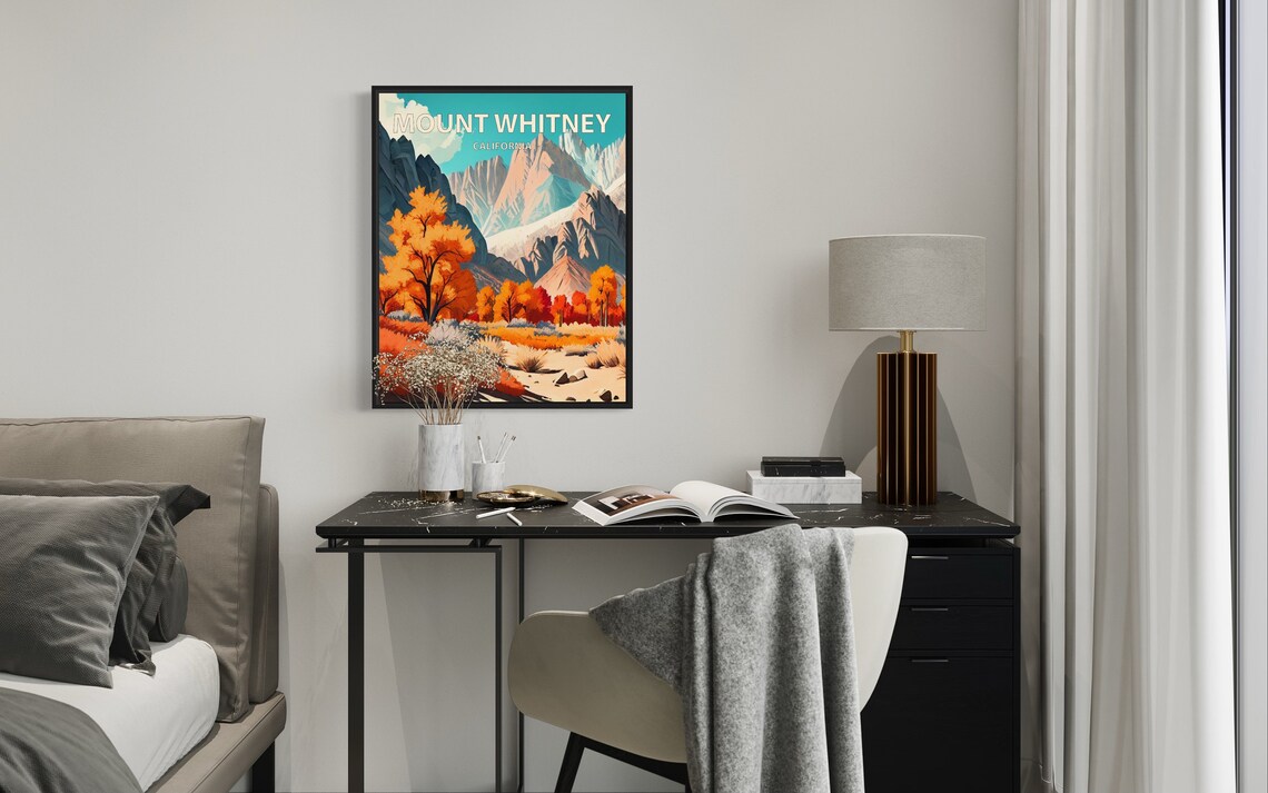 Mount Whitney California Autumn Aspen Peaks Sierra Retro Poster - Image 3