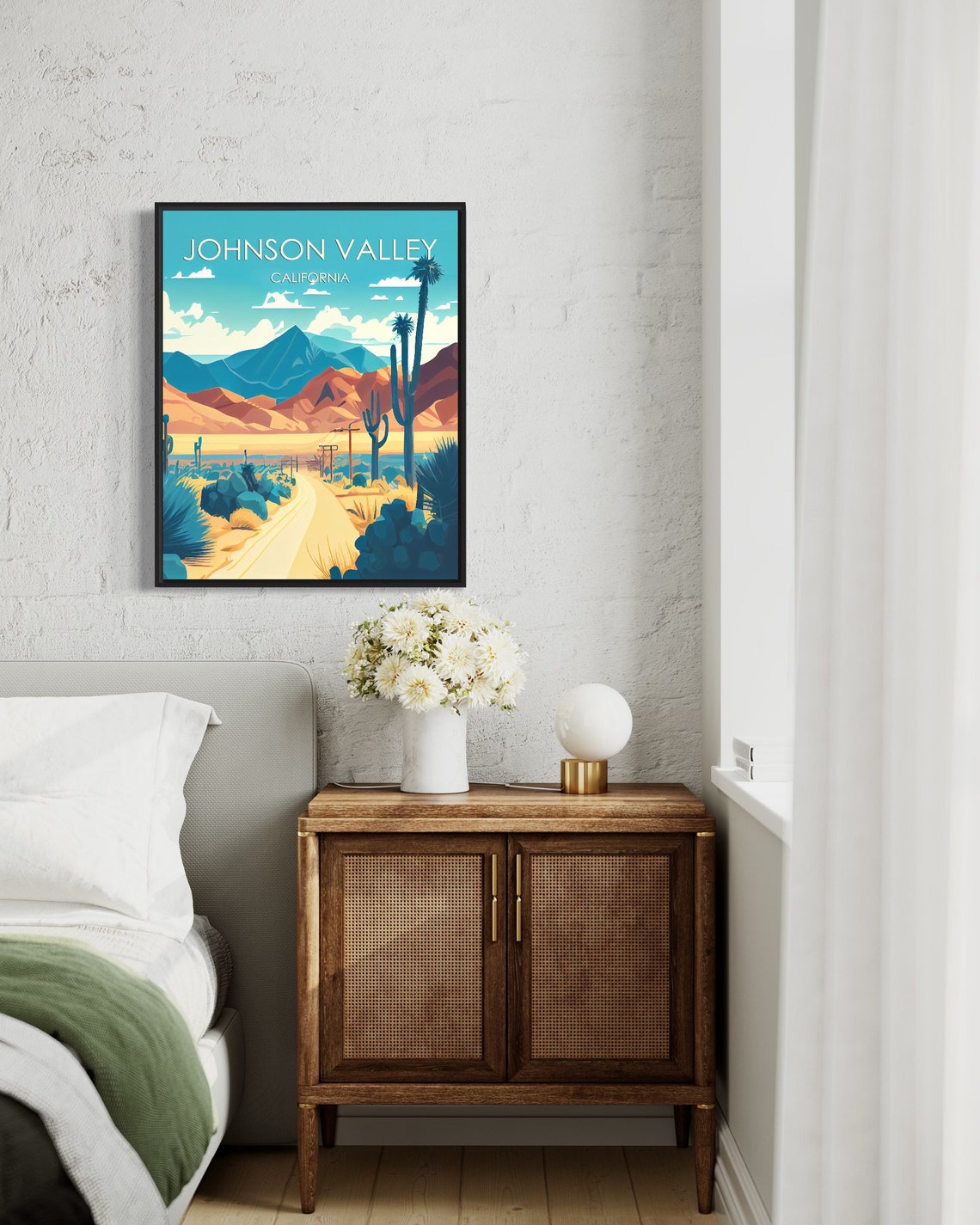 Johnson Valley California Rugged Winding Desert Road Cactus Poster - Image 2