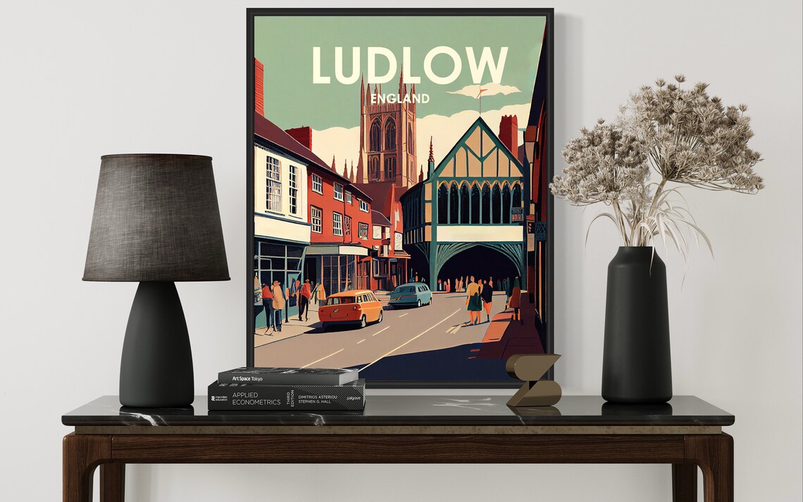 Ludlow England Historic Market Town Street Retro Travel Poster - Image 2