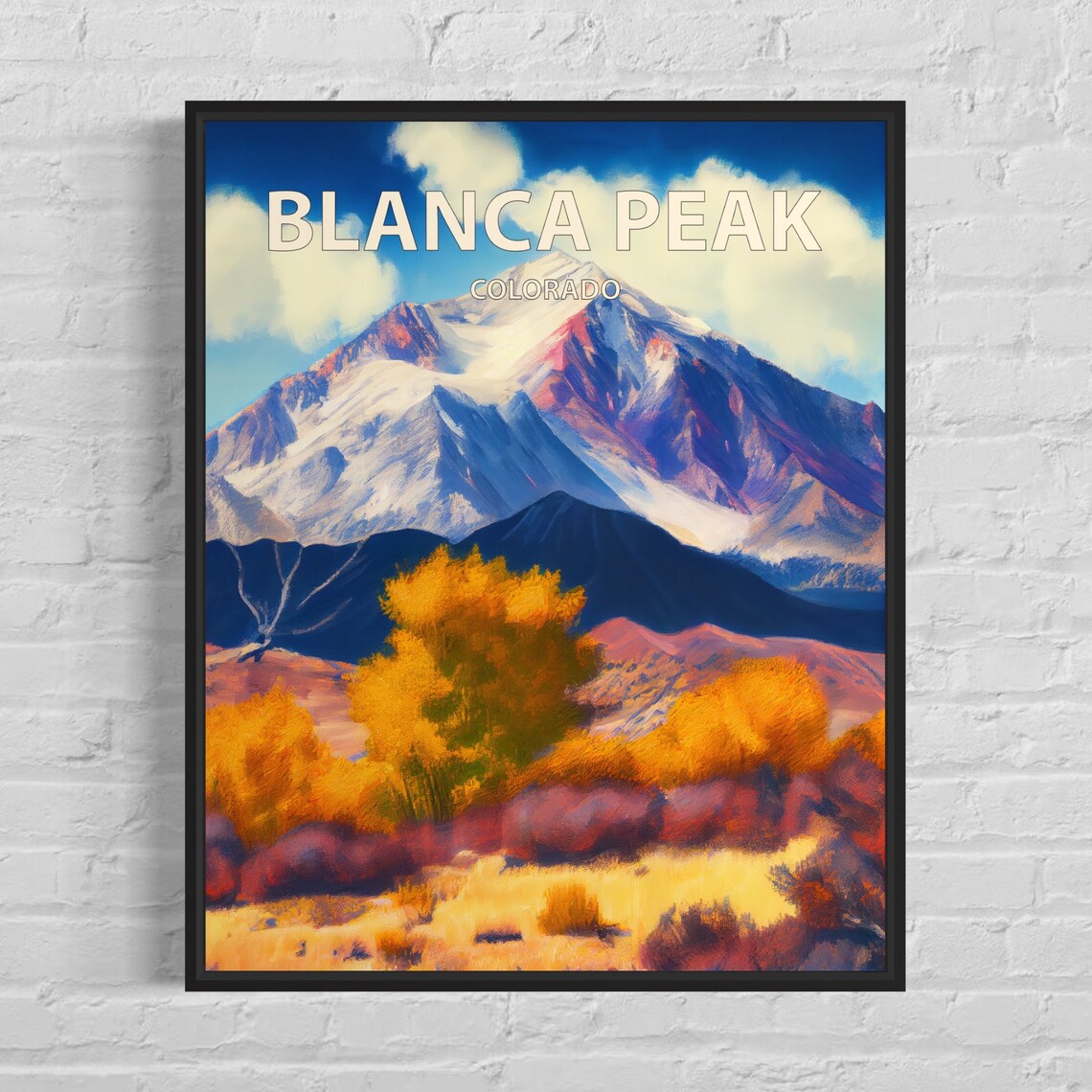 Blanca Peak Colorado Snowy Massif Golden Autumn Hills Poster