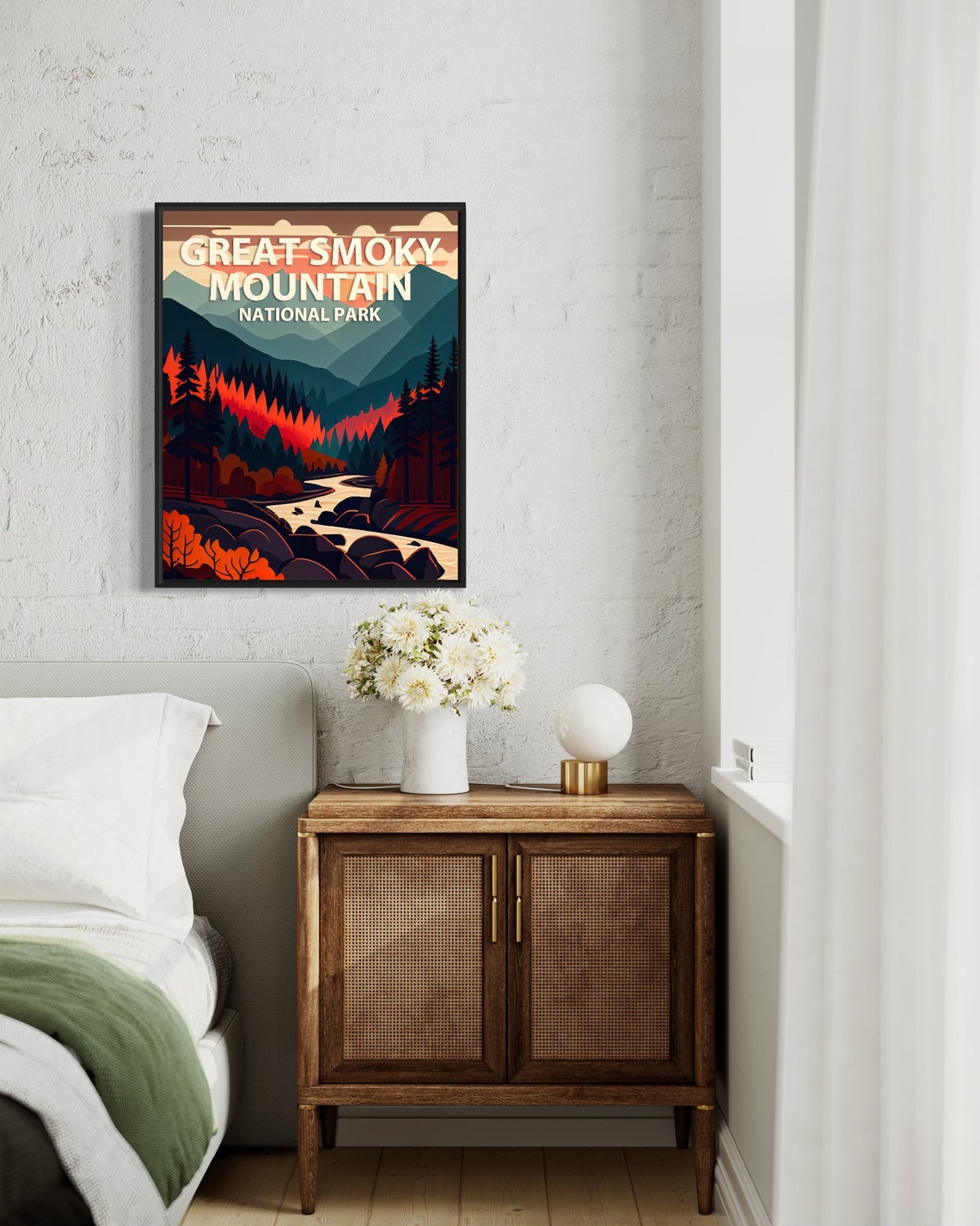 Great Smoky Mountain Autumn River Sunset National Park Poster - Image 2