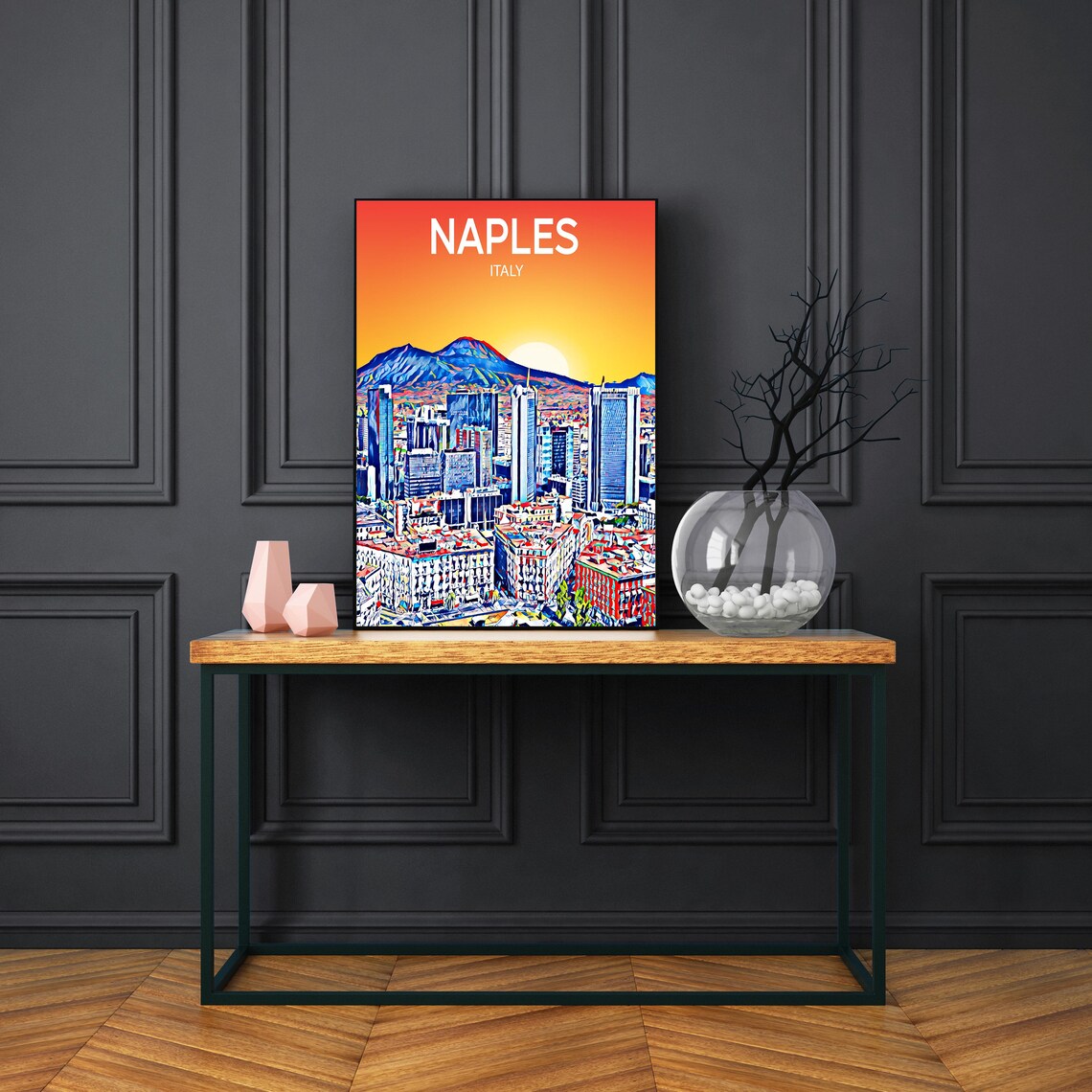 Naples Italy Vesuvius Volcano Downtown Sunset Skyline City Poster - Image 3