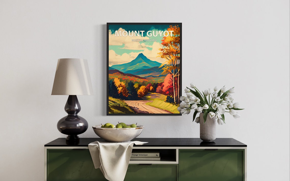 Mount Guyot North Carolina Autumn Valley Mountain View Poster - Image 2