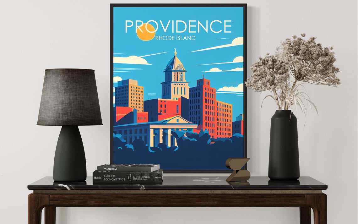 Providence Rhode Island Skyline Retro Downtown Vintage Travel Poster - Image 2