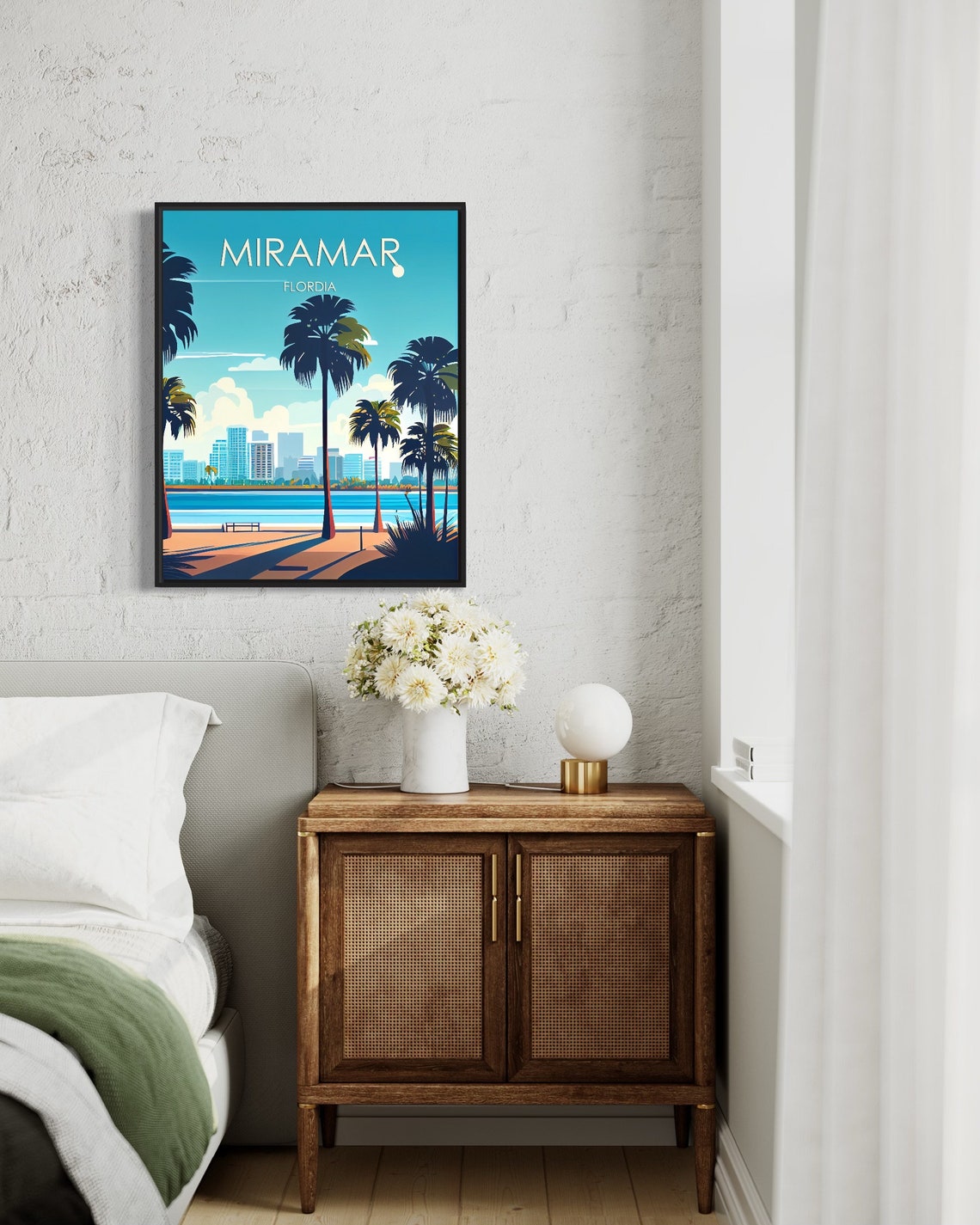Miramar Florida Palm Trees Beach Skyline Sunset Retro Travel Poster - Image 3
