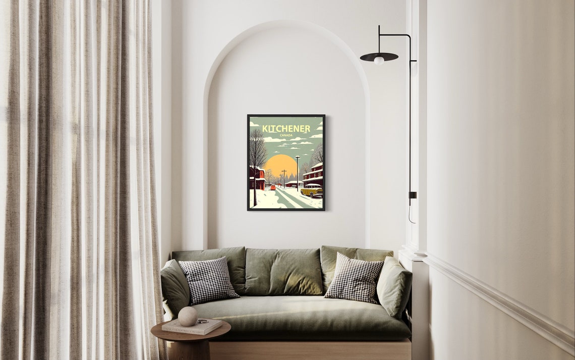 Kitchener Canada Snowy Street Sunset Vintage Winter Scene Poster - Image 2