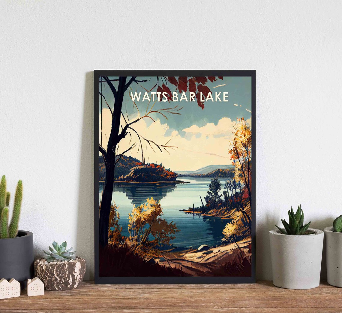Watts Bar Lake Tennessee Autumn Shoreline Serene Vintage Poster - Image 2