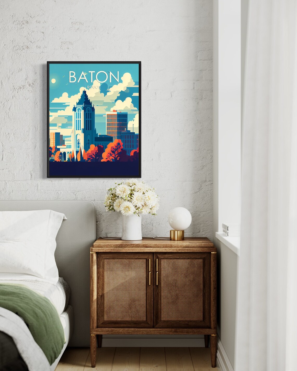 Baton Rouge Louisiana Downtown Skyline Autumn Colors Travel Poster - Image 3