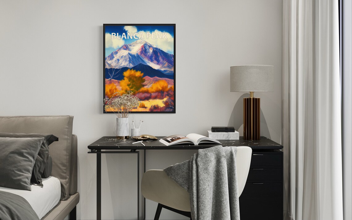 Blanca Peak Colorado Snowy Massif Golden Autumn Hills Poster - Image 2