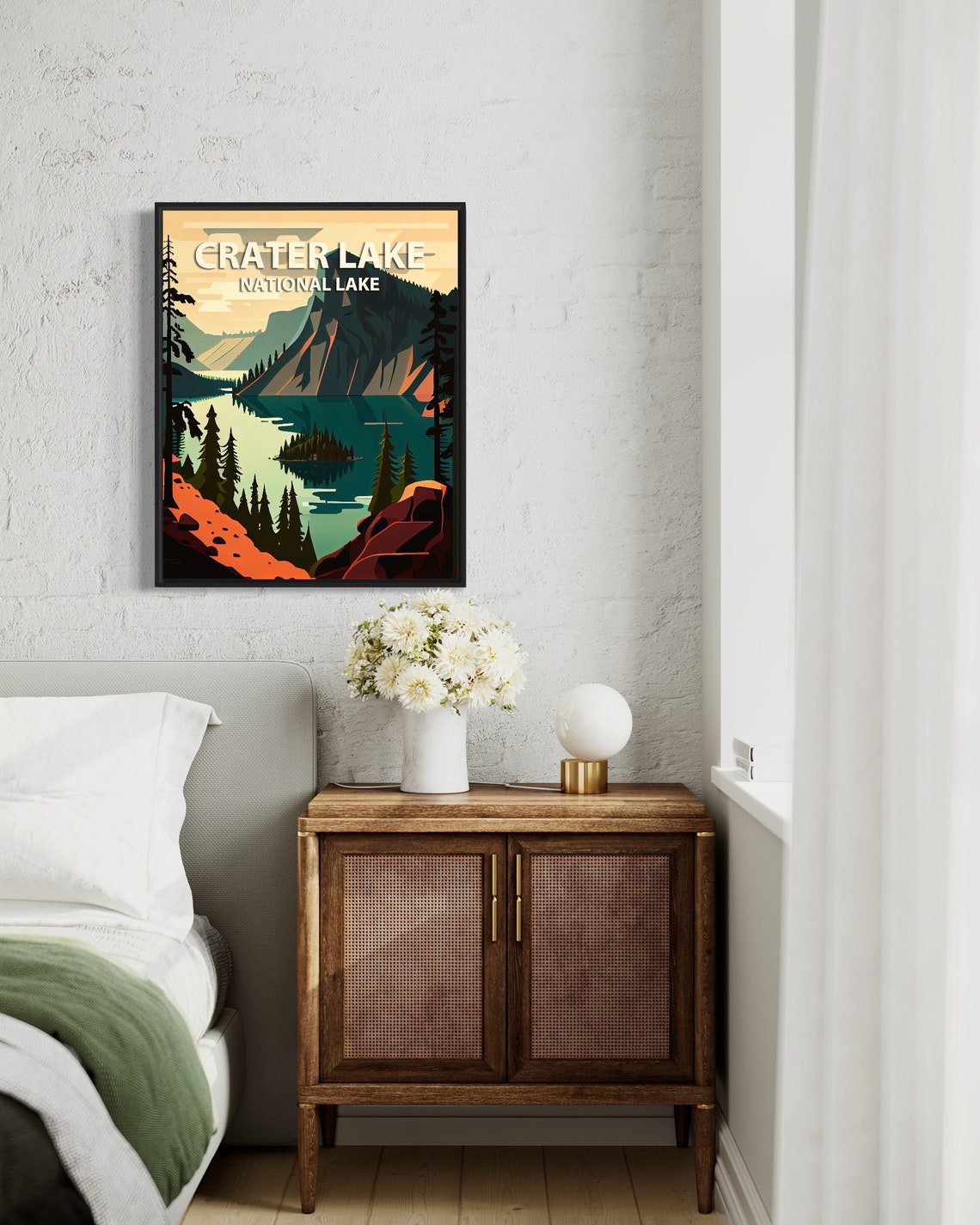 Crater Lake National Park Retro Art Print Crater Lake National Park Illustration Crater Lake National Park Vintage Minimal Design Poster - Image 3