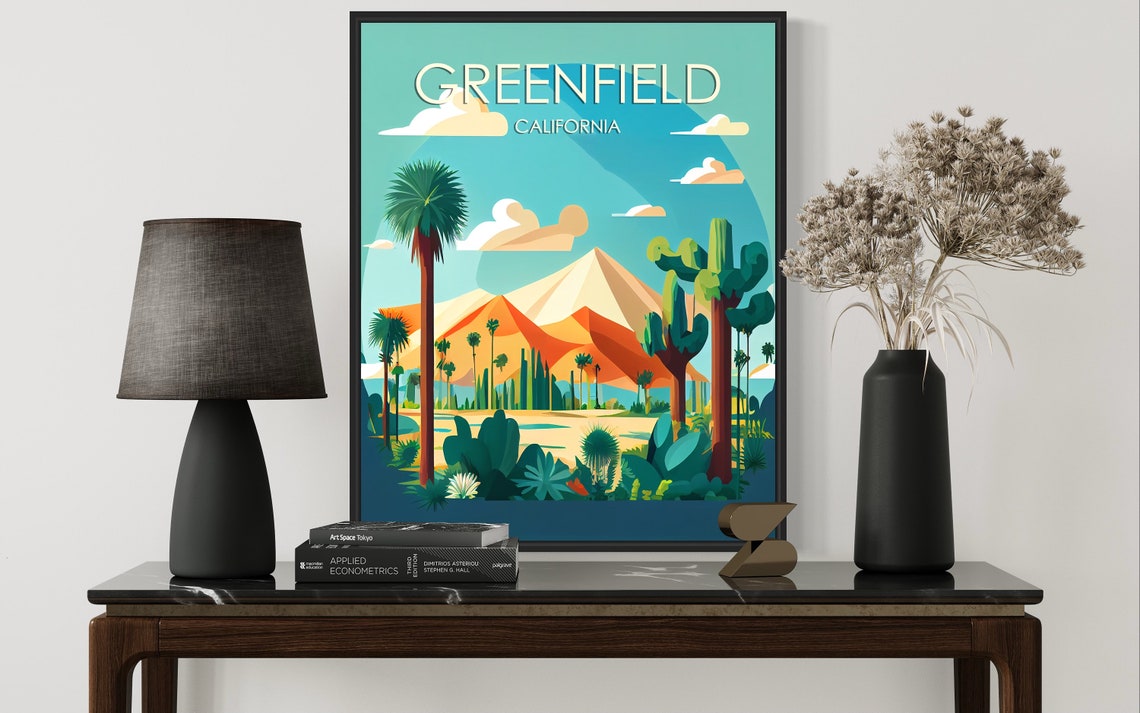 Greenfield California Lush Desert Oasis Cactus Garden Poster - Image 3