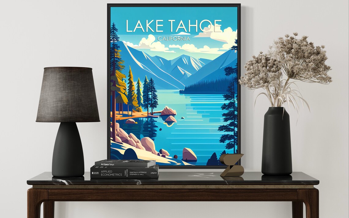 Lake Tahoe California Pine Trees Mountain Lake Scenic Poster - Image 3