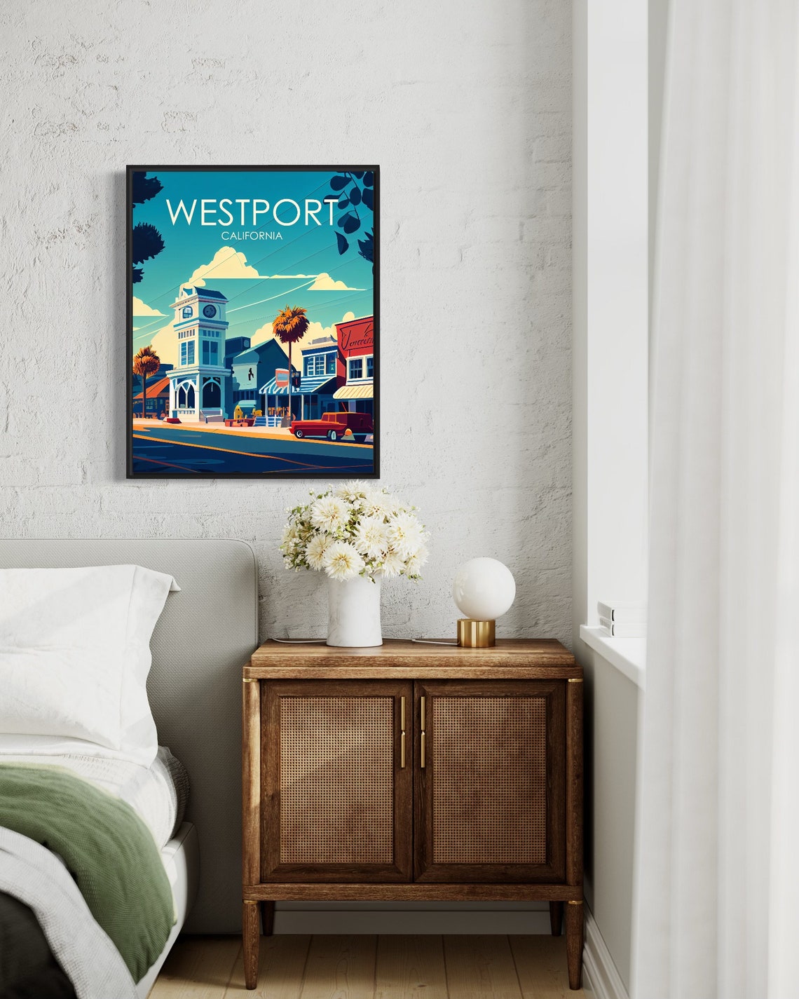 Westport California Clock Tower Downtown Retro Travel Poster - Image 2