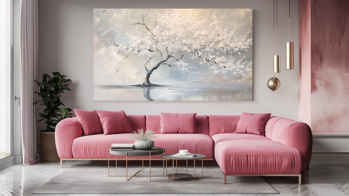 White Tones Tree Painting Abstraction I Art Print