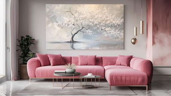 White Tones Tree Painting Abstraction I Art Print