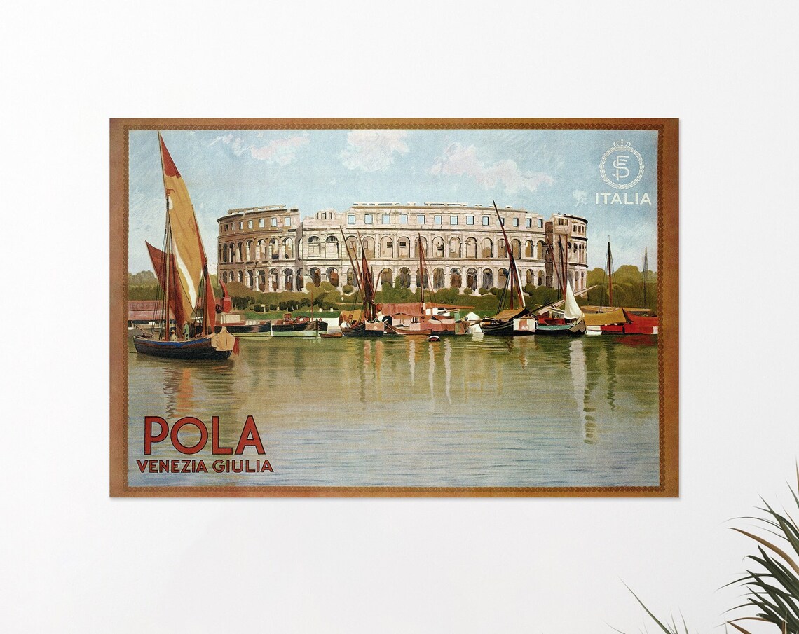 Pola Venezia Giulia Roman Amphitheatre Harbor Sailboats Italia Poster - Image 4