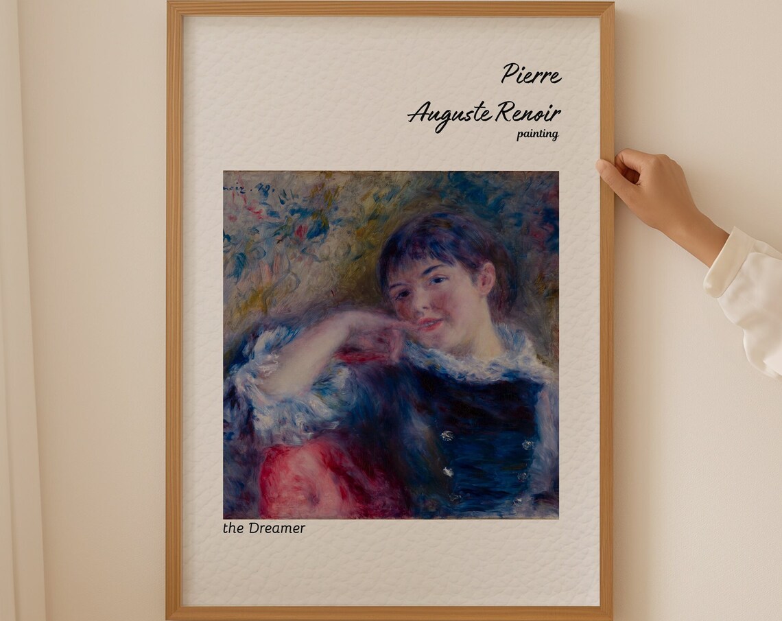 Renoir The Dreamer Woman Portrait Blue Dress Impressionist Poster