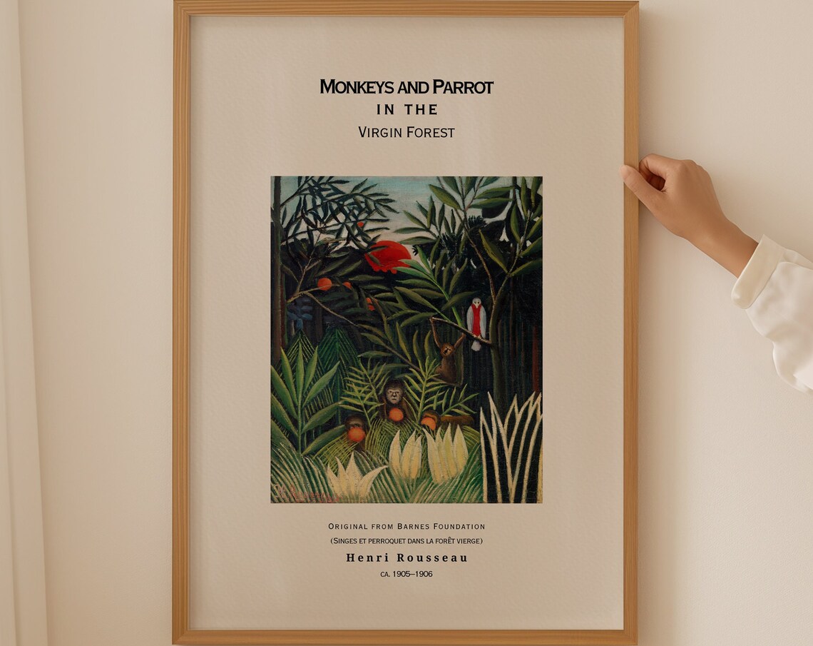 Henri Rousseau Monkeys and Parrot Virgin Forest Jungle Poster