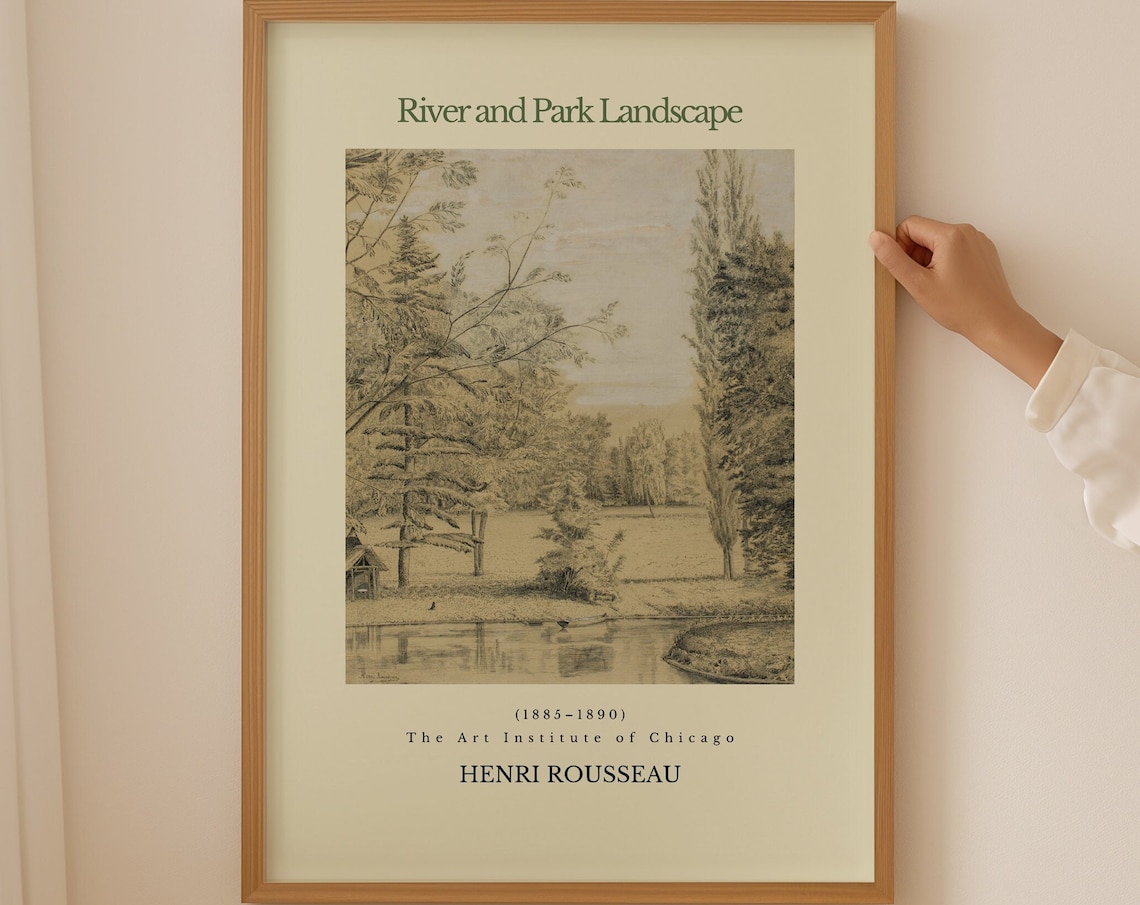 Henri Rousseau River and Park Landscape 1885 Pencil Art Poster