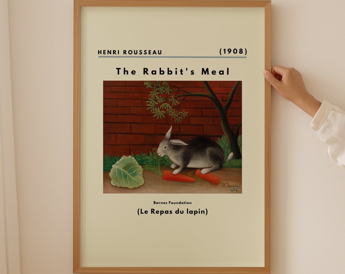 Henri Rousseau Rabbit Meal 1908 Bunny Eating Carrots Brick Wall Poster